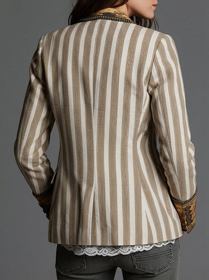Sara - Blazer Boho à rayures avec col imprimé