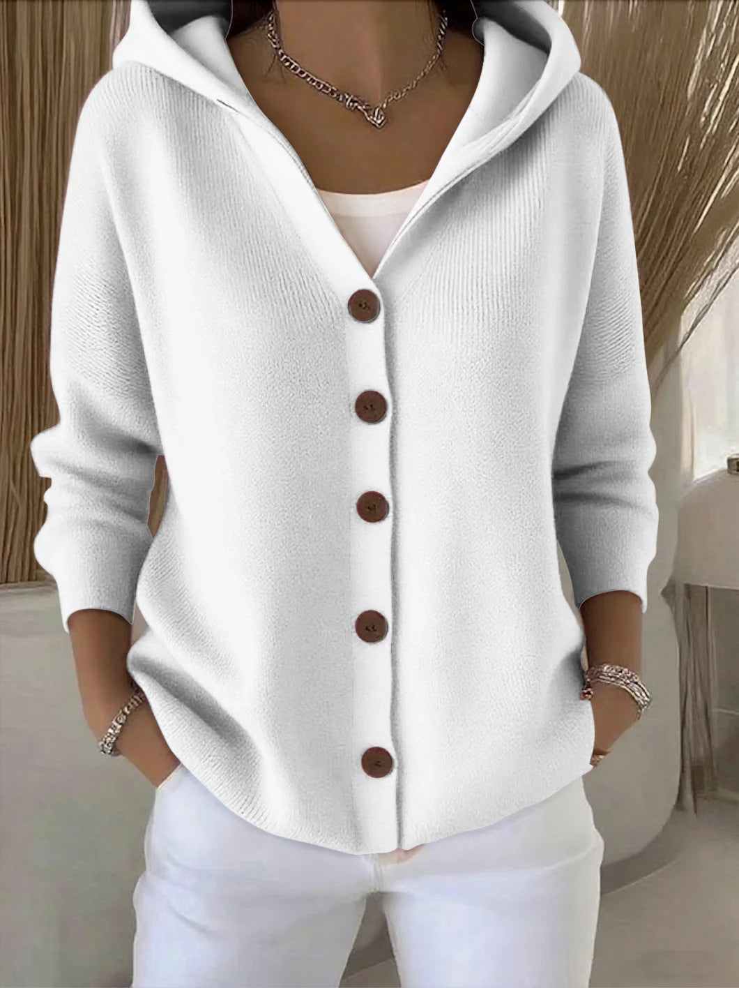 Rocío - Chaqueta de punto con capucha, detalle