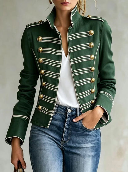Marion | Veste militaire en jean à boutons dorés