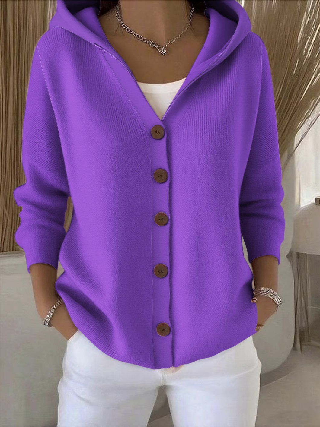 Rocío - Chaqueta de punto con capucha, detalle