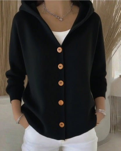 Merel | Gilet en Maille à Capuche et Boutons