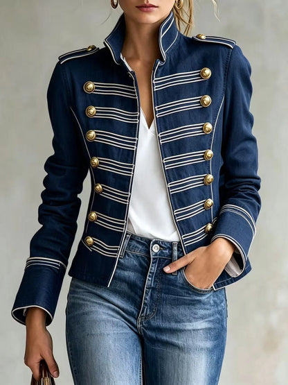 Marion | Veste militaire en jean à boutons dorés