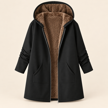 Évelyne | Manteau chaud à capuche, doublure sherpa douce