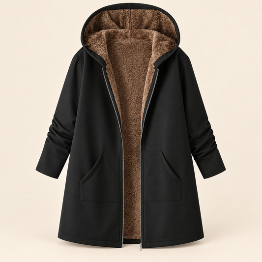 Évelyne | Manteau chaud à capuche, doublure sherpa douce