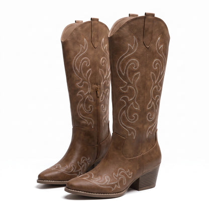 Colette | Bottes hautes à broderie western
