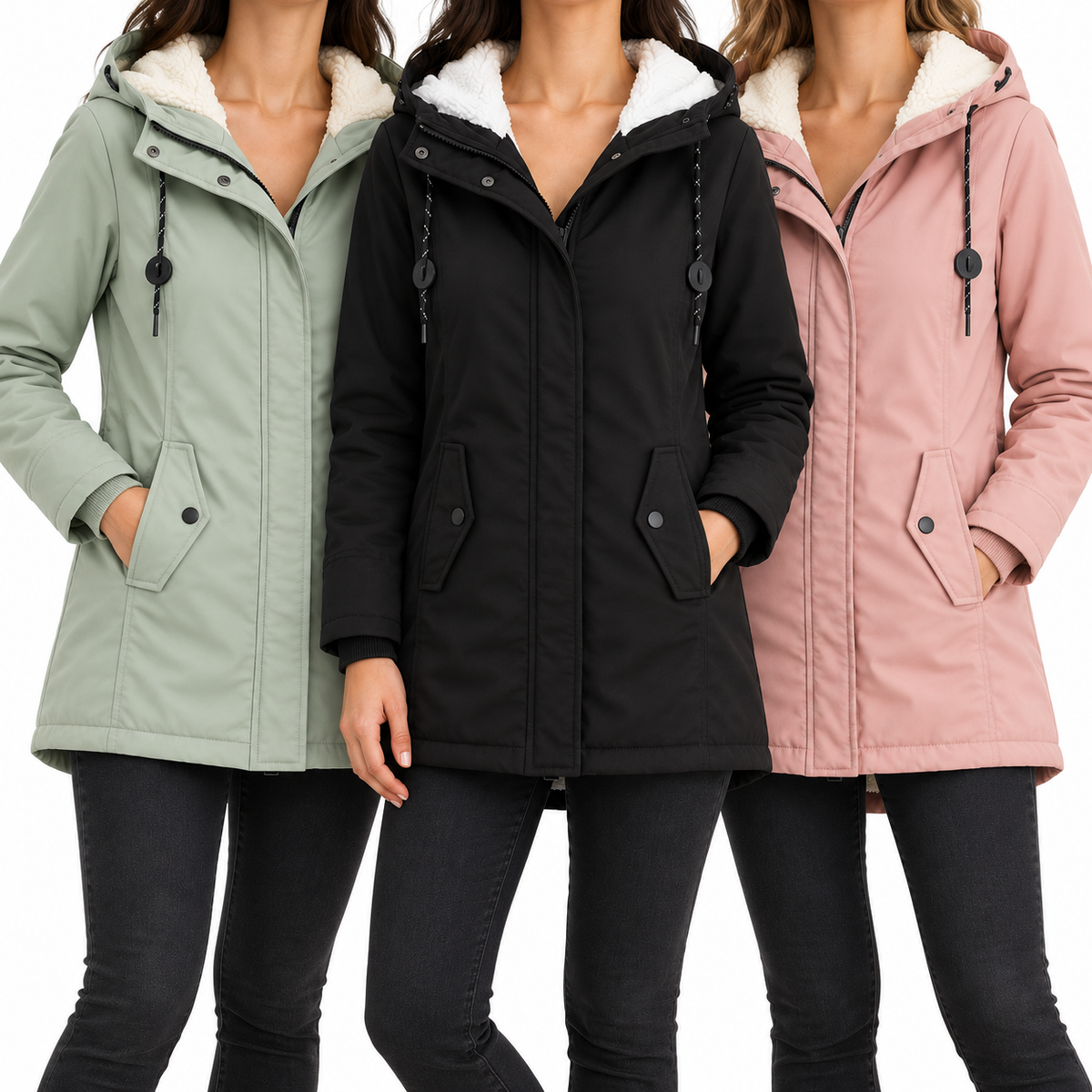 Garance | Parka imperméable à capuche pour femme, doublure sherpa chaude