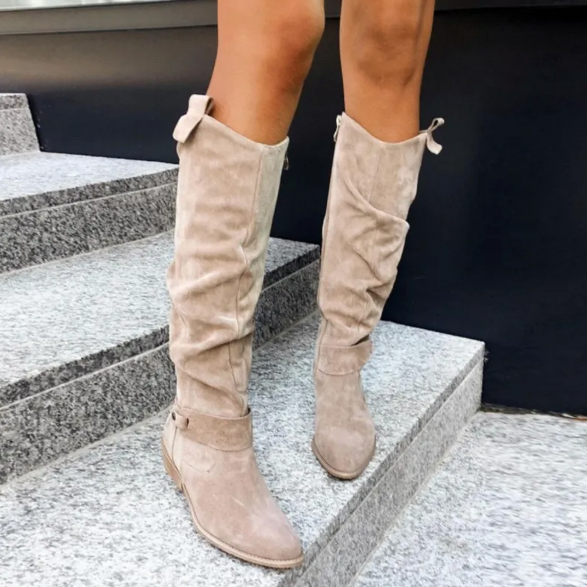 Violette | Bottes hautes d’hiver à talon bas et zip