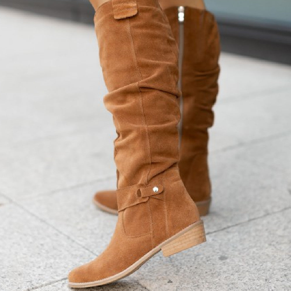 Violette | Bottes hautes d’hiver à talon bas et zip