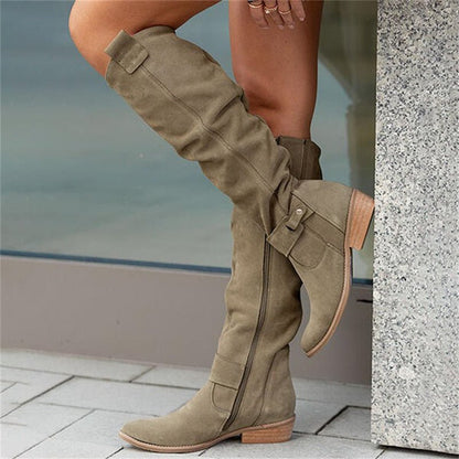 Violette | Bottes hautes d’hiver à talon bas et zip