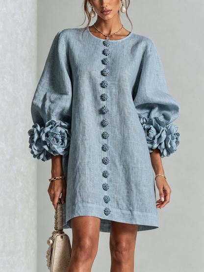 Vestido Mini Henrietta™ en azul empolvado, vista frontal