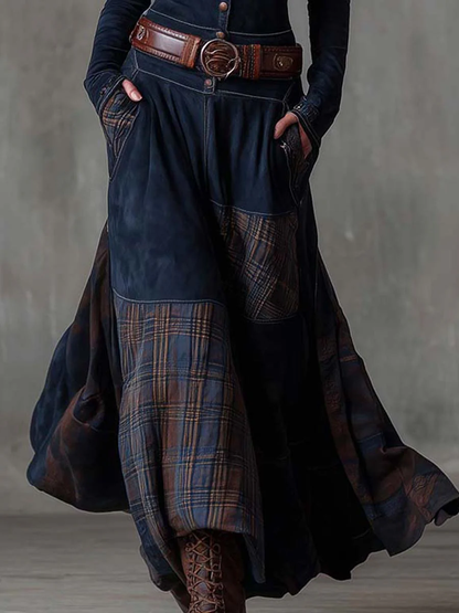 Adela - Robe longue effet daim avec ceinture