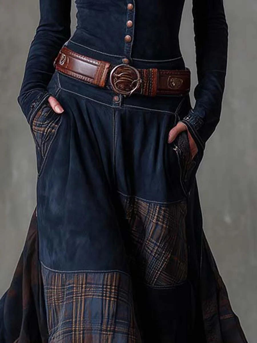 Adela - Robe longue effet daim avec ceinture