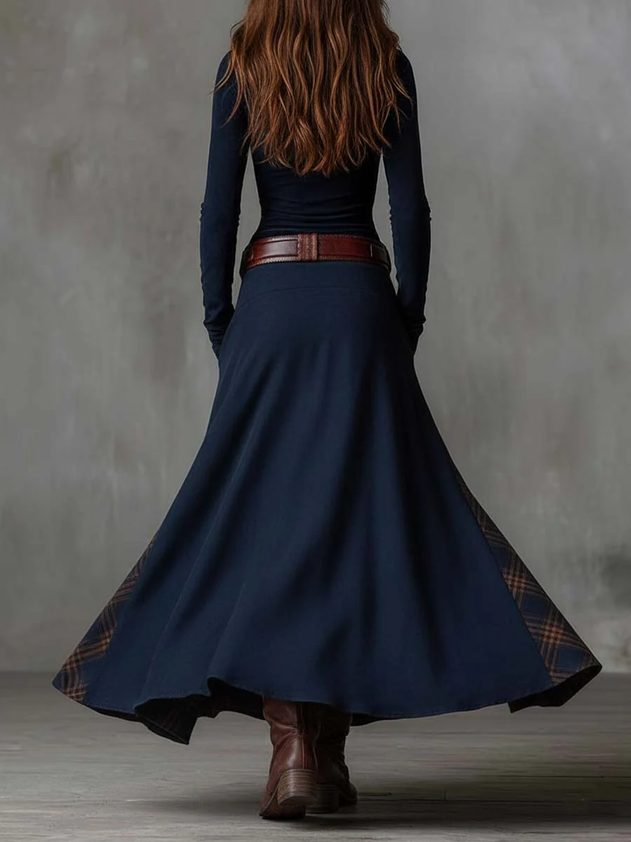 Adela - Robe longue effet daim avec ceinture
