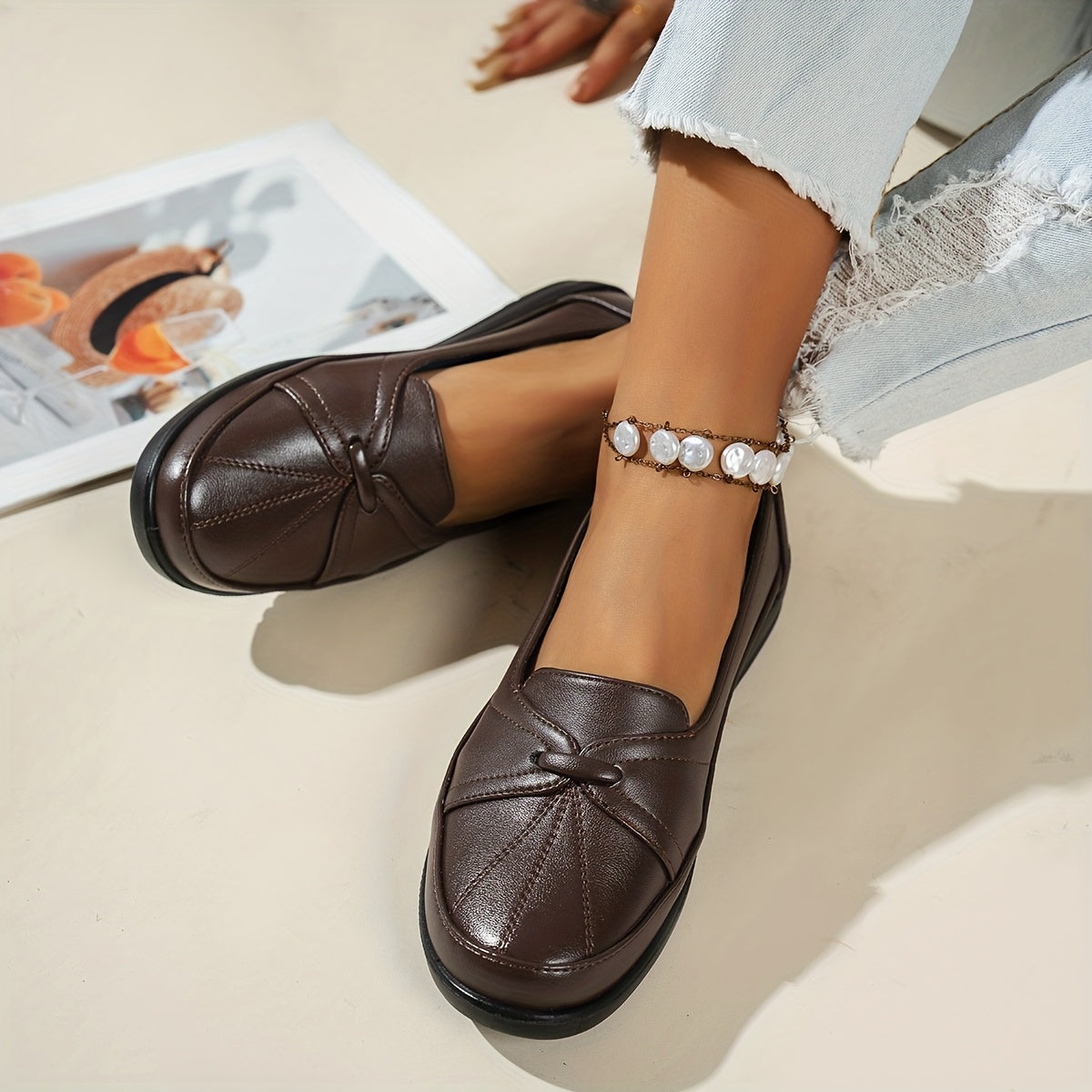 Blandine | Mocassins confort à détail nœud