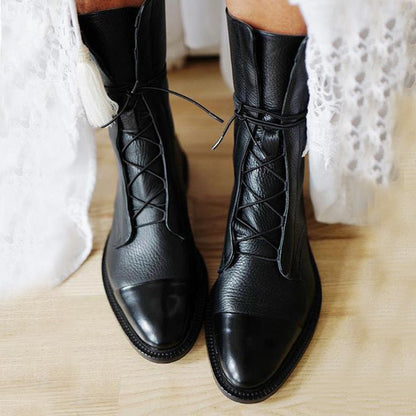 Hortense | Bottines à lacets raffinées à bout rapporté poli