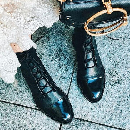 Hortense | Bottines à lacets raffinées à bout rapporté poli