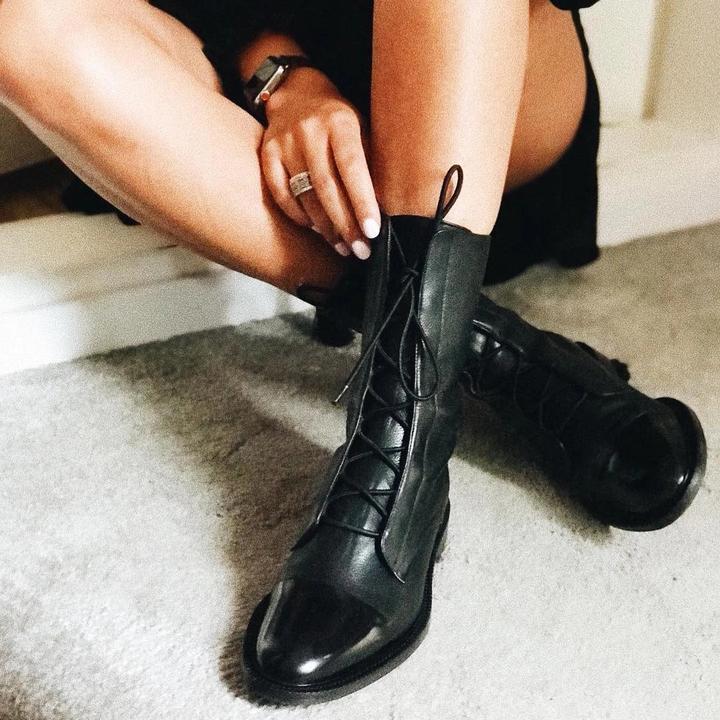Hortense | Bottines à lacets raffinées à bout rapporté poli