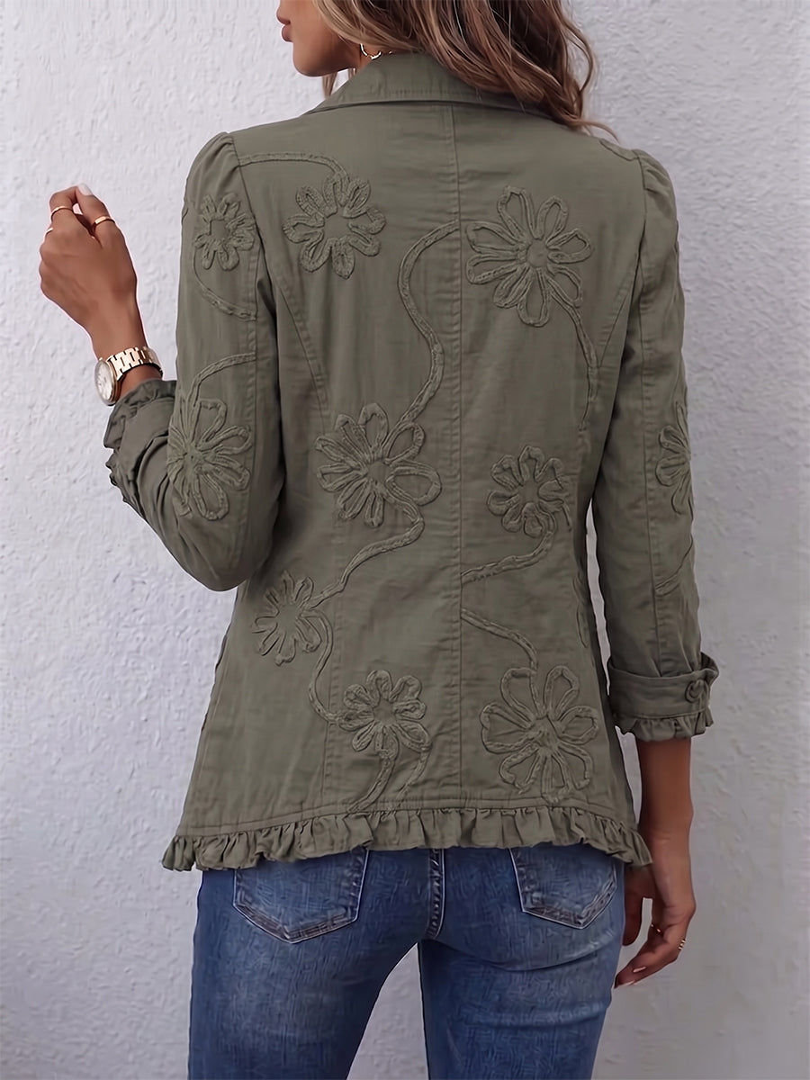 Asunción - Chaqueta bordada con volantes, detalle