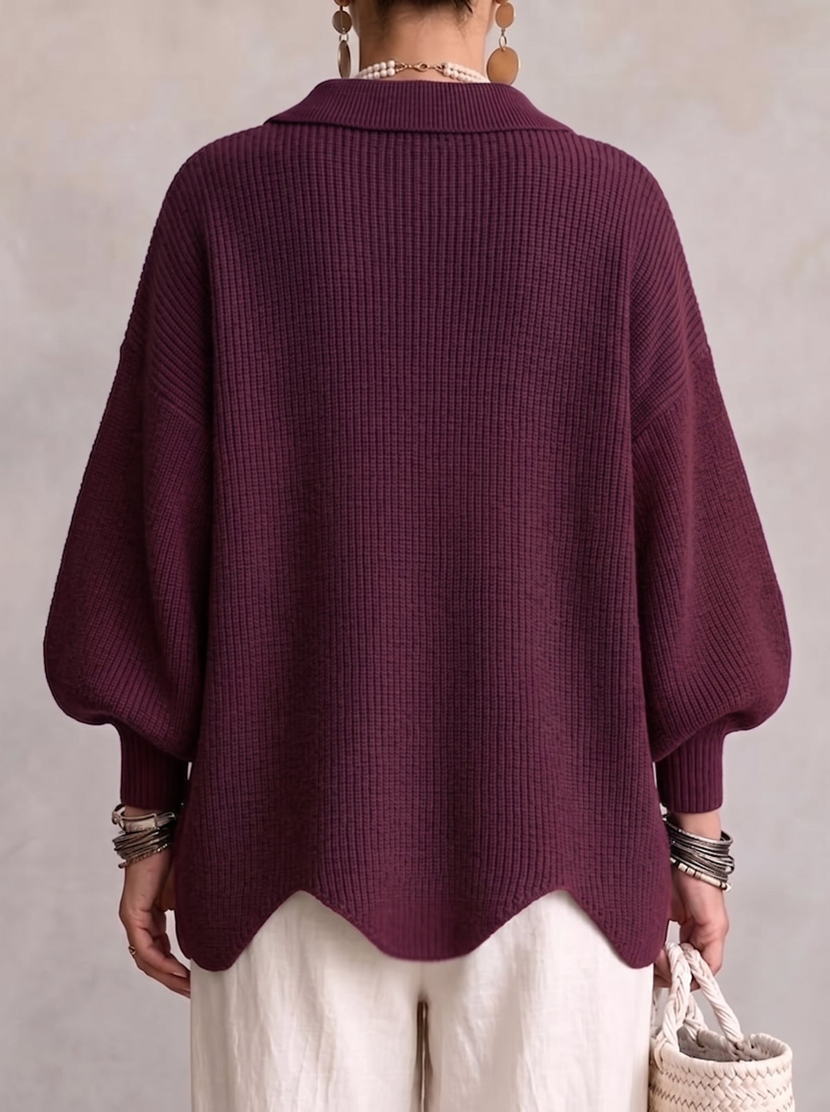 Cárdigan de punto oversize con cuello y botones metálicos grandes