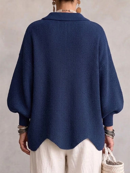 Cárdigan de punto oversize con cuello y botones metálicos grandes