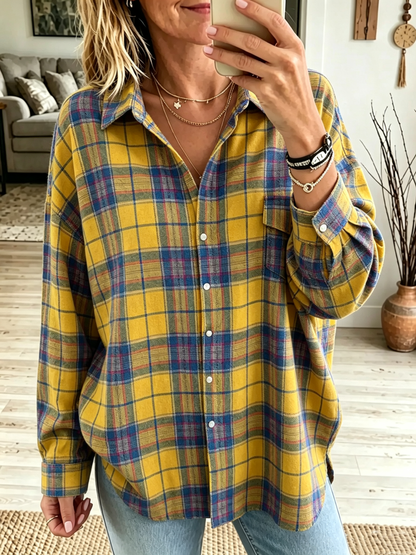 Camisa de Franela a Cuadros Oversize para Mujer