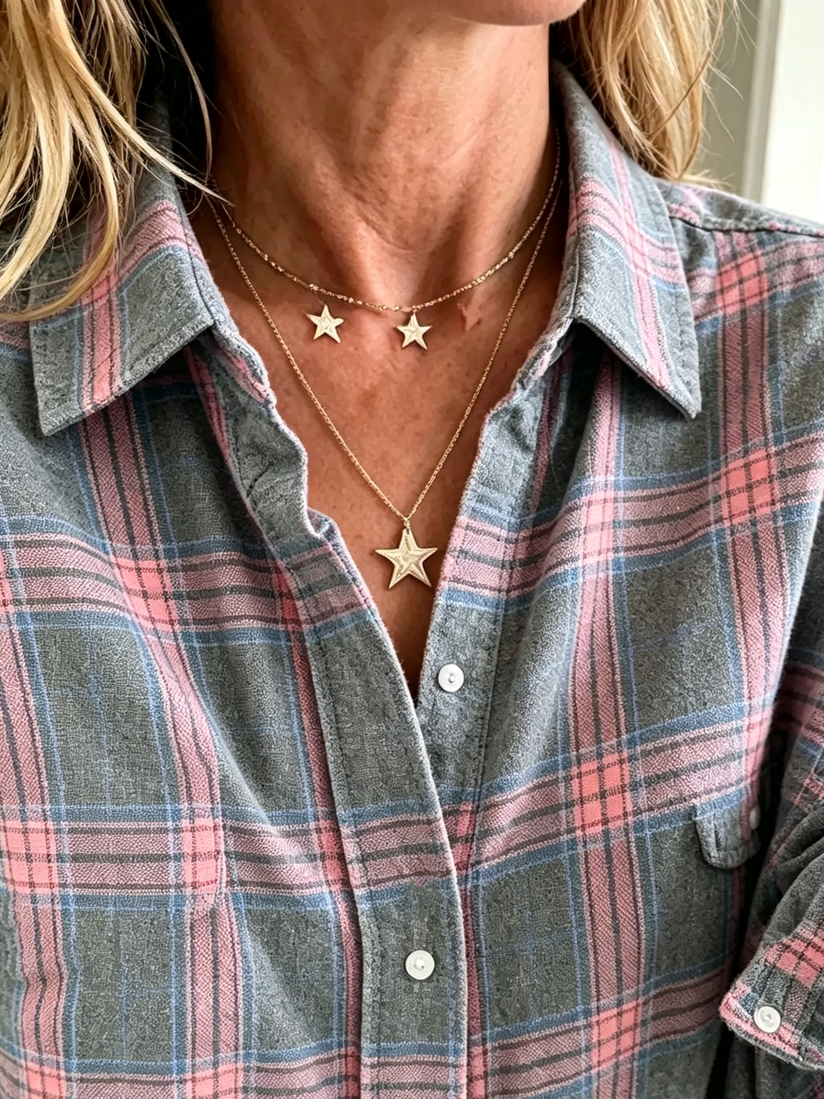Camisa de Franela a Cuadros Oversize para Mujer