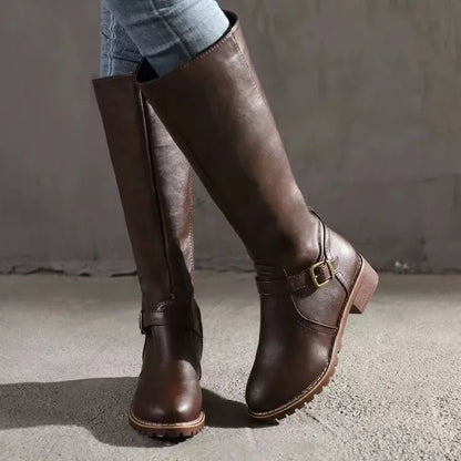 Roxane | Bottes d’équitation hautes à sangle à boucle et zip latéral