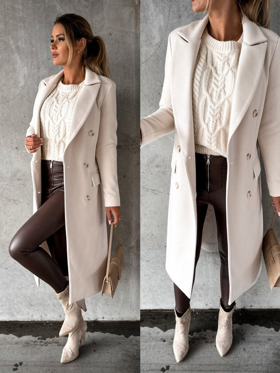 Émeline | Long manteau croisé à double boutonnage