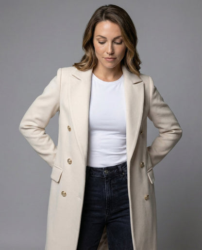 Émeline | Long manteau croisé à double boutonnage